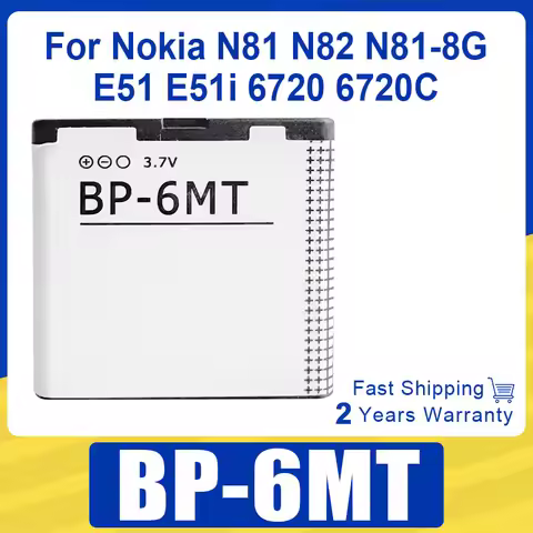 Rechargeable Battery 1050mAh BP-6MT BP6MT New Battery For Nokia N81 N82 N81-8G E51 E51i 6720 6720C B