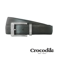 Crocodile 鱷魚皮件 義大利進口牛皮 紋路軟皮 寬版 打洞皮帶 35MM-0102-3010-黑咖兩色/ 黑色/ 40腰