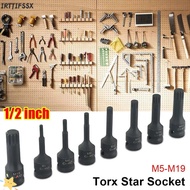 IRTJIFSSX 1Pcs 12 Point Torx Socket, Long Bit Cr-Mo Steel Electric Drill Socket Adapter, M5-M19 Metr