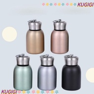 KUGIGI Stainless Steel Water Bottle, Round Solid Color Slim Insulated Thermal Water Bottle, Durable Portable Leak Proof Hot Cold Water Bottle
