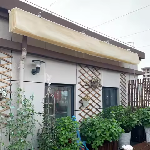 2.5x3m~3x6m Waterproof Retractable Telescopic Wave Sun Shade Net Home Garden Gazebo Pergolas Rainpro