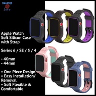 Soft Silicon Case with Strap Band For Apple Watch Series 6 SE 5 4 (40mm / 44mm)
