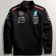 2024 New f1 Racing Suit, AMG Fleet Zipper Sports Sweatshirt, Russell, Kart Sports Long-Sleeved Top