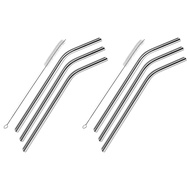 3 Pcs reusable Stainless Steel Metal Drinking Straw Reusable Straws + 1 Cleaner Brush Kit
