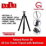 Takara Rover 50 Lightweight Travel Tripod with Ballhead Free Bag