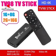 TV98 TV STICK 2G+16G Android12.1 2.4G 5G WiFi Android Smart TV BOX 4K 60Fps Set Top Box Black