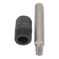 Alternator Pulley Center Bolt Wrench Kit 33 Teeth Spline Socket Drill Bit Puller Remover Tool Replac