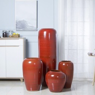 S/🌔Handmade Jingdezhen Ceramic Floor Large Vase Decoration Living Room Creative Red Ceramic Vase Four-Piece Set LXUE