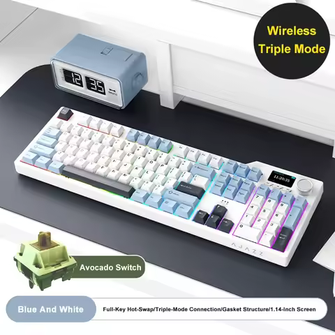 NEW Ajazz AK35I V3 MAX Tri-mode Wired Bluetooth Wireless Gaming Keyboard Gasket Full Key Hot Swap 10