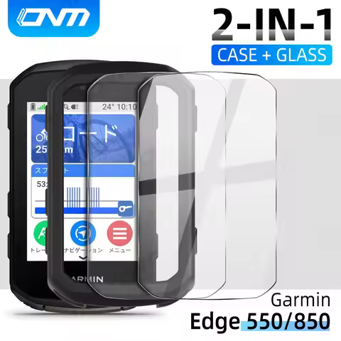 Case + Glass for Garmin Edge 550 850, Screen Protector Tempered Glass Film & Silicone Cover, GPS Bic