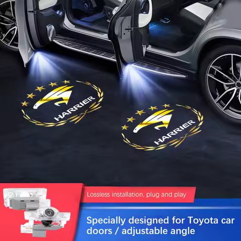 2pcs Car Door LED Logo Warning Welcome Lam For TOYOTA HARRIER XU30 XU60 XU80 ACU30 2003-2024