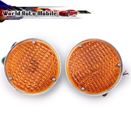 Round Side Dimmer Screw Type 2 Pieces Of Orange Lenses Size 4.5 Inches Jeep Willys CJ3 CJ5 CJ6 CJ2A 