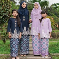 Baju Kurung Lace Seri Sedondon Ibu Anak | Ash Brown, Dusty Baby Blue, Navy Blue, Nude Pink