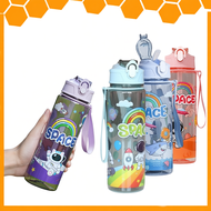 800ml Portable Cartoon Scale Bottle Kids Cute Space Water Bottle with Straw Kids Outdoor School Trav