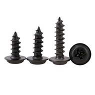 [HOT JIAXHHKWHKLGHWL 555] 100Pcs/lot M2 M2.5 M3 M4 PWA Black Phillips Screw Self tapping Screws With Pad