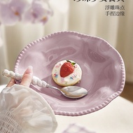 Purple Ceramic Plate Household Vegetable Plate Rare Weird High-Value Yogurt Bowl Beautiful Good-look