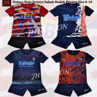 🔥Read Stock 🔥Unisex Baju Jersey Sabah Budak Pasang Size 6-16