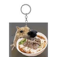 Dog meme keychain eating Hue beef noodle soup