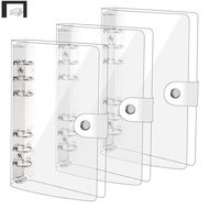 3 Pack A6 Transparent Soft PVC 6 Ring Binder Cover Clear Binder Notebook Cover A6 Binder for Refilla