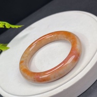 漸變橘紅 珊瑚玉手镯 52MM 冰潤高瓷玉化圓條 祥瑞幸福 甜美溫柔