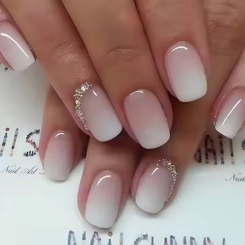 24pcs Long Square False Nails French Love Foil White Flowers Black White Flowers Fake Nails Full Cov