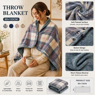Shawl-Blanket - Double-sided Flannel Snap Closure Wearable,Cozy Plaid Office Shawl, Thick Winter