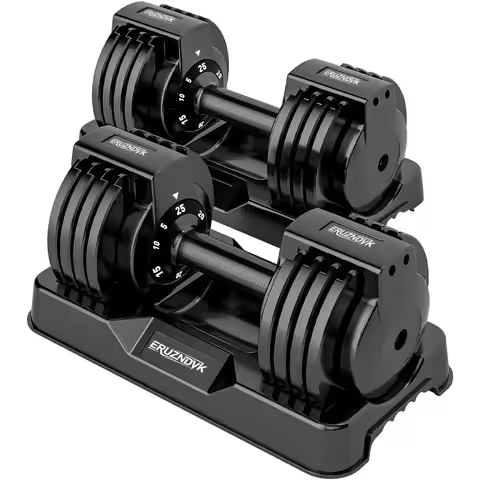 25-55lb Adjustable Dumbbells Set, 5-in-1 with 10-50lb Increments, Anti-Slip Handle for Home Gym