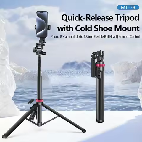 Ulanzi MT-78 Quick-Release Tripod with Cold Shoe Mount 1.85M Height with Flexible Ball Head for Self