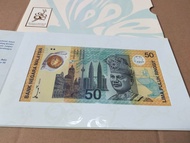 low number 2 zero Rm50 sukom commonwealth games 1998 commemorative Banknote with folder duit lama Malaysia