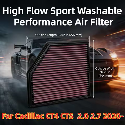 For Cadillac CT4 CT5 A1SL 2.0 2.7 L3B 2020- High Flow Sport Washable Performance Panel Air Filter Re