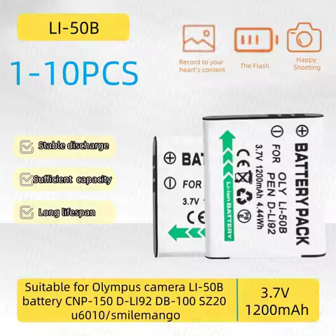 1-10PCS LI-50B Camera Battery 3.6V 680mAh RechargeableSuitable for Olympus phase battery CNP-150 D-L