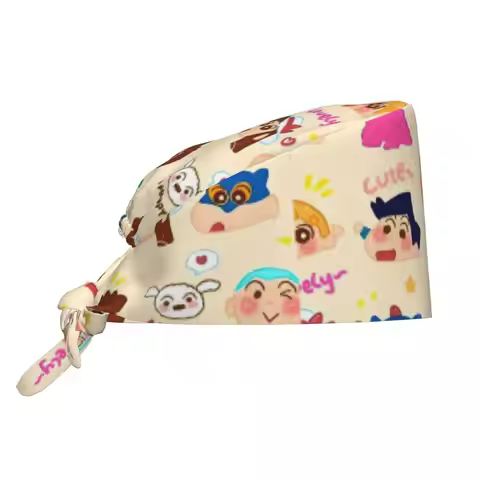 Work Scrub Cap Crayon Shin-chans Nurse Hats Unisex Women Animate Fashion Medical Cap Comfy Elastic T
