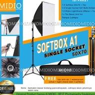Midio A1 Photo Studio Package Softbox + Light Stand 2M + E27 Socket + Waterproof Large Bag with Sing