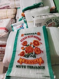Karung Beras 10kg Cap Bunga  isi 100 lembar/BARU Sablon 3 Warna/karung murah/35x53 cm
