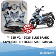 Yamaha Original Y15ZR V2 Body Cover with Graphic / Coverset siap tampal Stripe 2025 Biru Blue Spark 