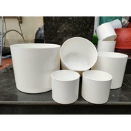 (pot with holes + pot without holes) Porcelain round cylindrical pot, diameter 28cm, height 24cm, 99
