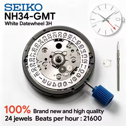 Japan Genuine GMT NH34 Movement Automatic 24 Jewels Mod Mechanical Watch Movement NH34A 24H GMT Hand