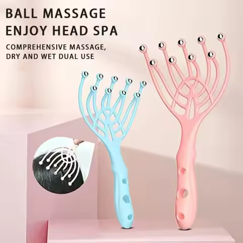 1 Pc Head Massager Scalp Neck Comb Roller Five Finger 9 Claws Steel Ball Hand Held Relax Spa Hair Ca