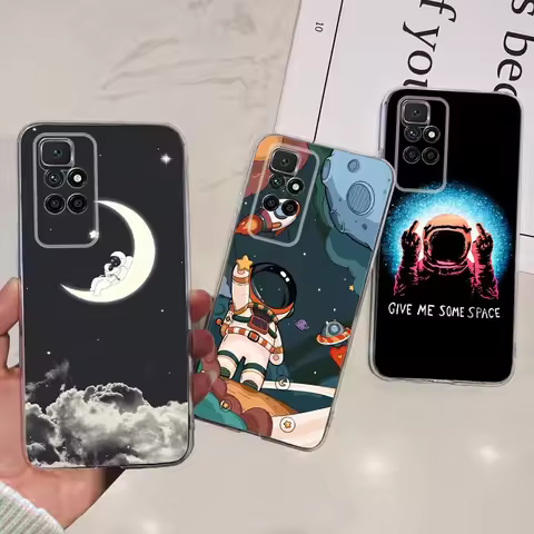 For Xiaomi Redmi 10 Prime 2022 Case Lovely Astronaut Transparent TPU Soft Silicone Phone Cover For X