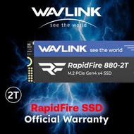 Wavlink Rapidfire880 2TB SSD M.2 2280 PCIe Gen4x4 NVMe 1.3內建遊戲固態硬碟 附冷卻貼紙 順序讀取/寫入速度高達 7,400/6,500MB/s