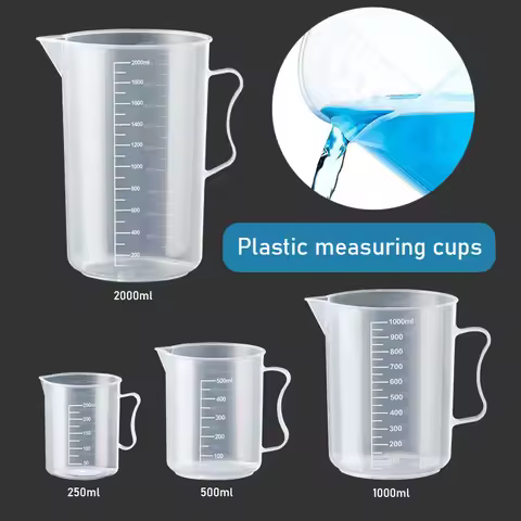 250ml/500ml/1000ml/2000ml Premium Clear Plastic Graduated Measuring Graduated Container Beaker Labor