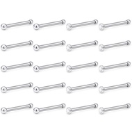 Nose Ring Studs 22G 20PCS Surgical Steel Bone Nose Rings Pin Clear Diamond CZ Piercing Jewelry for W