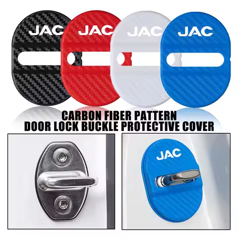 For JAC 4PCS Carbon Fibre Car Logo Door Lock Cover Sticker Badge Accessories RF8 M3 M4 X8 Plus A5 E1