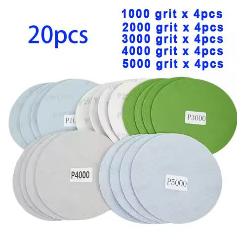20pcs Water/Dry Sanding Paper 5inch 125mm Sanding Disc 1000 3000 4000 5000 Grit Sand Paper Abrasive