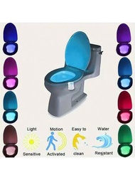 8色運動感應馬桶燈，掛式人體感應馬桶蓋光，創意夜燈為您照亮浴室-電池不包括！戶外燈