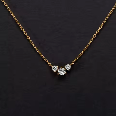 925 Sterling Silver Plating 18K Gold Inlaid Three 5A Zircon Pendant Necklaces for Women Fashionable 