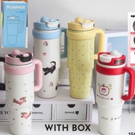 Tumbler 2254 900Ml Stainless Steel 2 Ways to Drink Cat Character Tumbler Tahan Sejuk