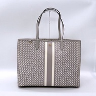TORY BURCH 經典花紋 灰色 皮革 托特包 電腦包 單肩包