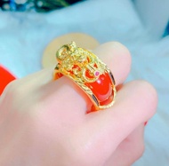 Nhẫn Nam Rồng Đính Đá Thật Mạ Vàng 18k