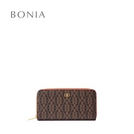 Bonia Brown La Luna Monogram Long Zipper Wallet